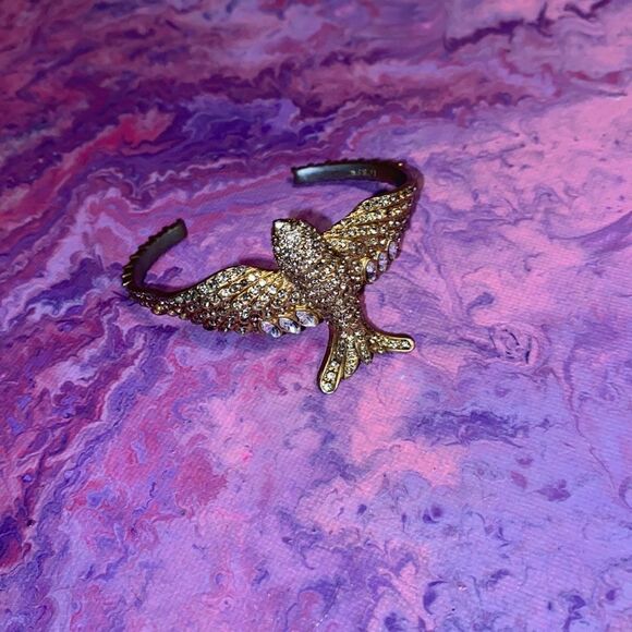 J. Crew Rhinestone Sparrow Gold Toned Bracelet - Picture 2 of 8